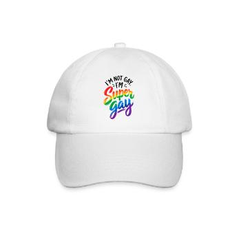 I´m not Gay I´m Supergay - Schwul - Lesbisch - LGB - Baseballkappe - Weiß/Weiß - Vorne