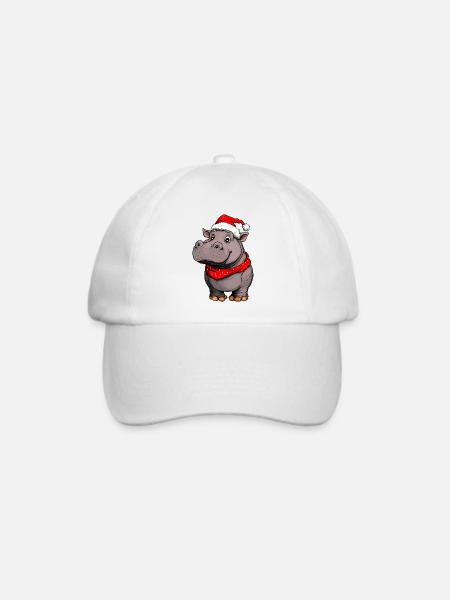 Nilpferde Weihnachten / Weihnachtsmann Hippo - Baseballkappe - Weiß/Weiß