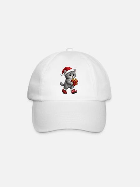 Gray Kitten Weihnachtsgeschenk - Baseballkappe - Weiß/Weiß