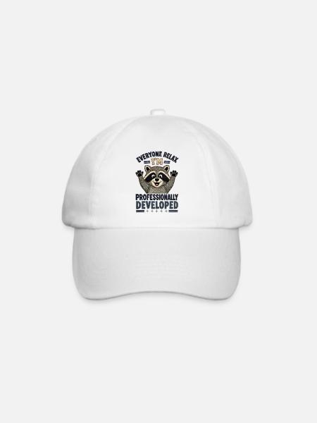 Kunstgestickter Waschbär professionell entwickelt - Baseballkappe - Weiß/Weiß