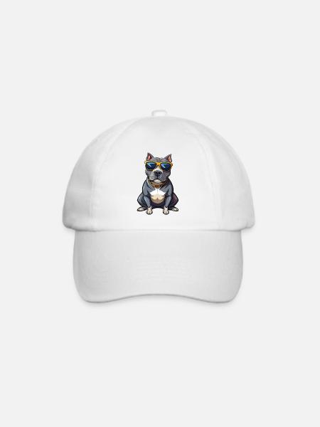 Hund mit Sonnenbrille - Baseballkappe - Weiß/Weiß