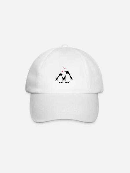 verliebte Pinguine - Baseballkappe - Weiß/Weiß