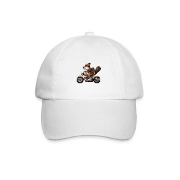 Cooler Biber Auf Motorrad Abenteuer - Baseballkappe - Weiß/Weiß - Vorne