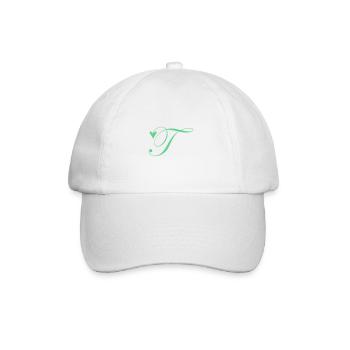 Monogramm T Herz Ranke - Baseballkappe - Weiß/Weiß - Vorne