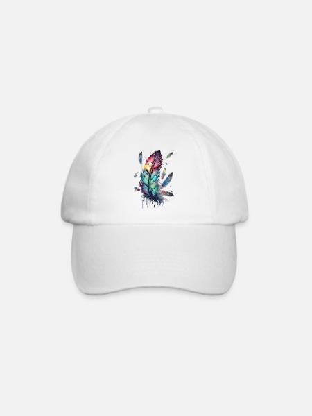 Federn, Boho, Ethno, Style, Muster Tribal Indianer - Baseballkappe - Weiß/Weiß