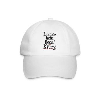 Kein Bock auf Krieg - Baseballkappe - Weiß/Weiß - Vorne