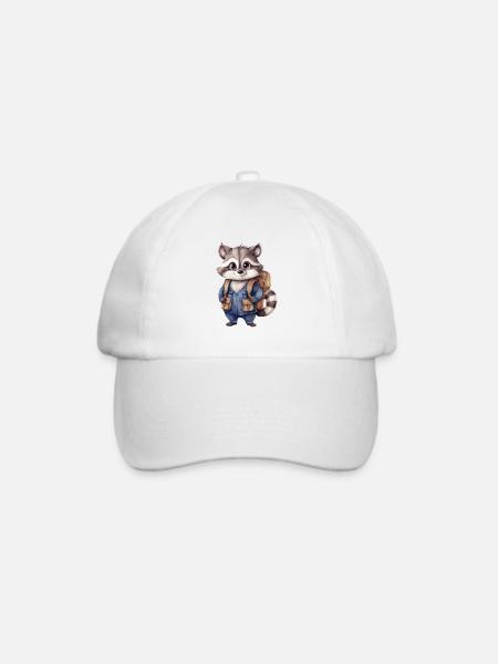 Waschbär Schulanfang - Baseballkappe - Weiß/Weiß