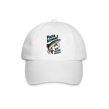 Papa komm wir gehen Angeln springender Hecht - Baseballkappe - Weiß/Weiß - Vorne