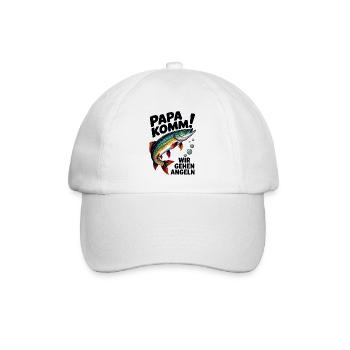 Papa komm wir gehen Angeln springender Hecht - Baseballkappe - Weiß/Weiß - Vorne