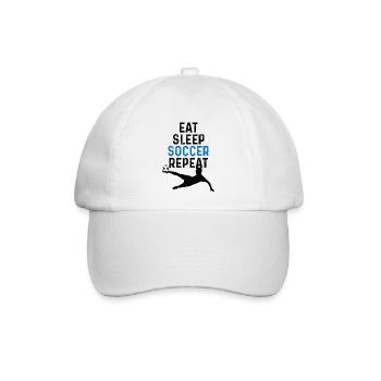 Eat Sleep Soccer Repeat - Baseballkappe - Weiß/Weiß - Vorne