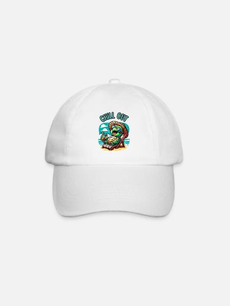 Schildkröte Chill Out - Baseballkappe - Weiß/Weiß