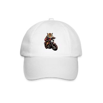 Tiger Motorrad / Motorradfahrer Tiger - Baseballkappe - Weiß/Weiß - Vorne