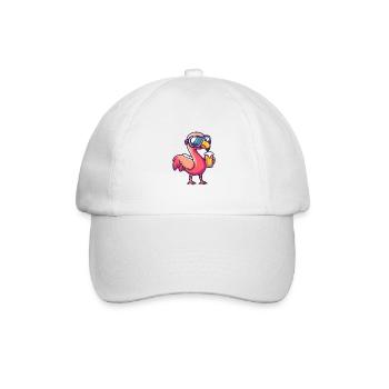 Flamingo Apres Ski Bier Comic - Baseballkappe - Weiß/Weiß - Vorne