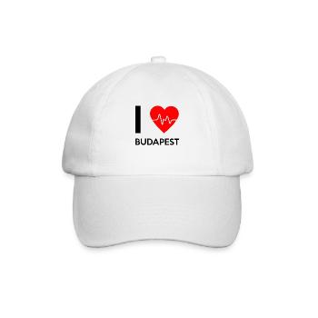 I Love Budapest - Ich liebe Budapest - Baseballkappe - Weiß/Weiß - Vorne