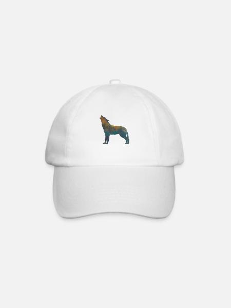 heulender Wolf - Baseballkappe - Weiß/Weiß