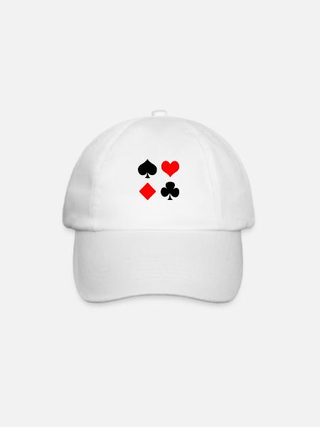 Spielkarten, Poker - Baseballkappe - Weiß/Weiß