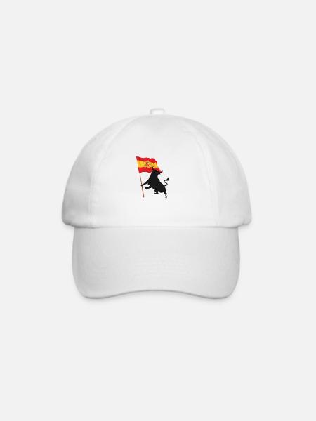 Spanien Stiersymbol und Kunst - Baseballkappe - Weiß/Weiß
