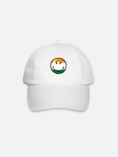 Smiley India - Baseballkappe - Weiß/Weiß