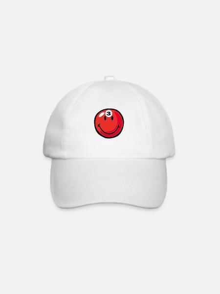 Smiley Pool Ball 3 - Baseballkappe - Weiß/Weiß