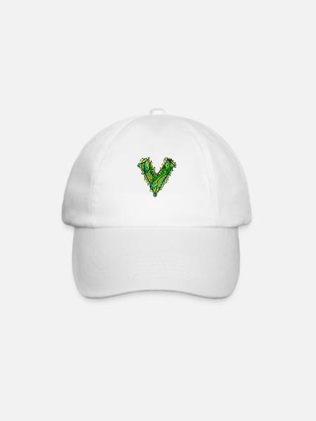 V like vegan, Natur, Grün, Pflanze, Naturschutz - Baseballkappe - Weiß/Weiß