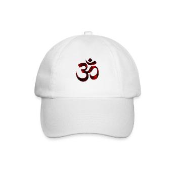 Rotes OM, Om, Hindu Om, Om Symbol, Aum, OM - Baseballkappe - Weiß/Weiß - Vorne