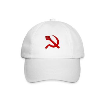 Hammer Sichel Faust | Retro Marxismus Icon Sweater - Baseballkappe - Weiß/Weiß - Vorne