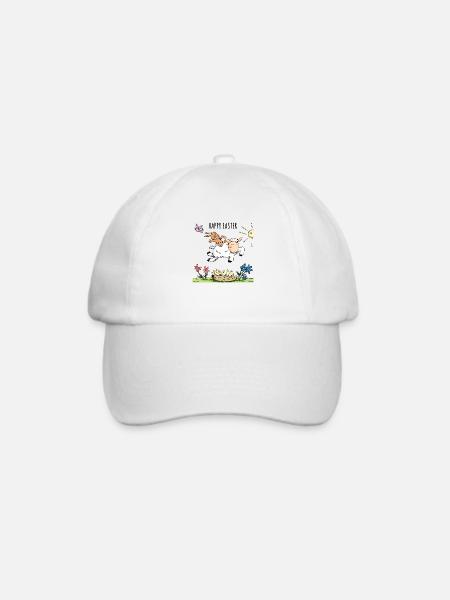Osterhase reitet auf einen Schaf - Baseballkappe - Weiß/Weiß