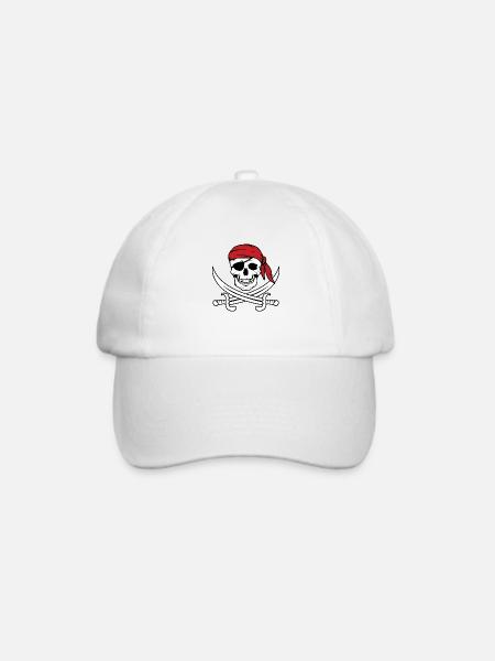 Pirat Piratenkopf Augenklappe - Baseballkappe - Weiß/Weiß