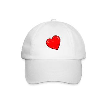 Rotes Herz - Baseballkappe - Weiß/Weiß - Vorne