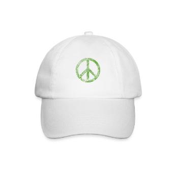 Peacezeichen Pazifist Frieden Harmonie Grunge Used - Baseballkappe - Weiß/Weiß - Vorne