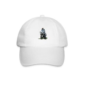 Adventure Biker - stehender Motorradfahrer - Baseballkappe - Weiß/Weiß - Vorne