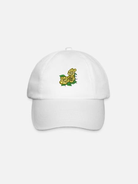 Gelbe Rosen - Baseballkappe - Weiß/Weiß