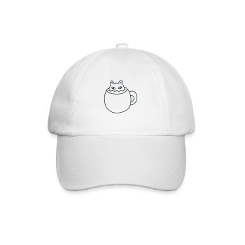 Süße kleine Katze in einem Becher - Baseballkappe - Weiß/Weiß - Vorne
