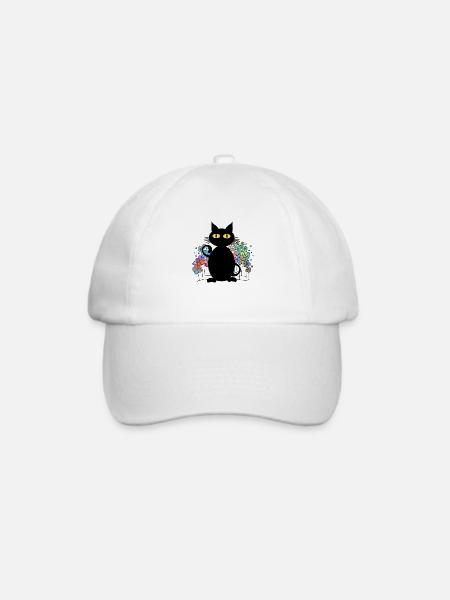 Katze - Baseballkappe - Weiß/Weiß