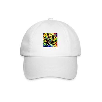 Psychedelic Cannabis - Baseballkappe - Weiß/Weiß - Vorne