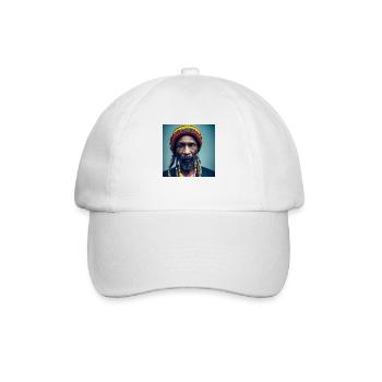 Rastafari Realistische Fotomalerei - Baseballkappe - Weiß/Weiß - Vorne