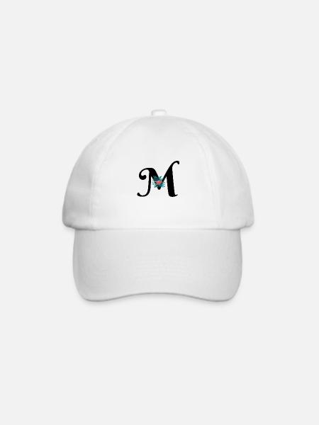 Buchstabe M geblümt - Baseballkappe - Weiß/Weiß
