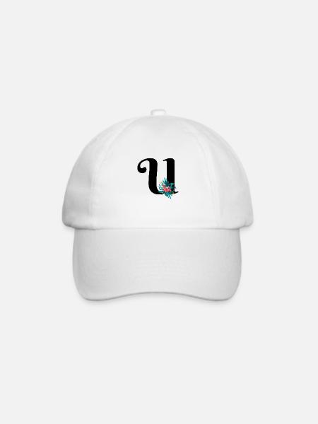 Buchstabe U geblümt - Baseballkappe - Weiß/Weiß