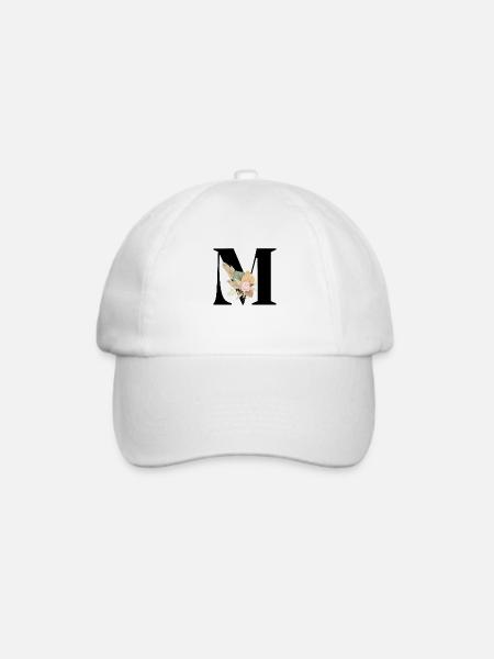 Buchstabe M geblümt - Baseballkappe - Weiß/Weiß