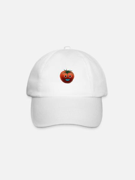Tomate mit Gesicht - Baseballkappe - Weiß/Weiß
