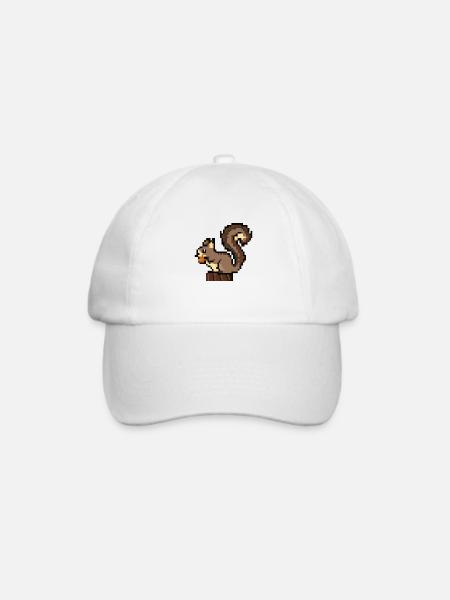 Eichhörnchen Pixel Art Geschenkidee - Baseballkappe - Weiß/Weiß