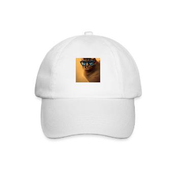 Katze mit Brille - Baseballkappe - Weiß/Weiß - Vorne