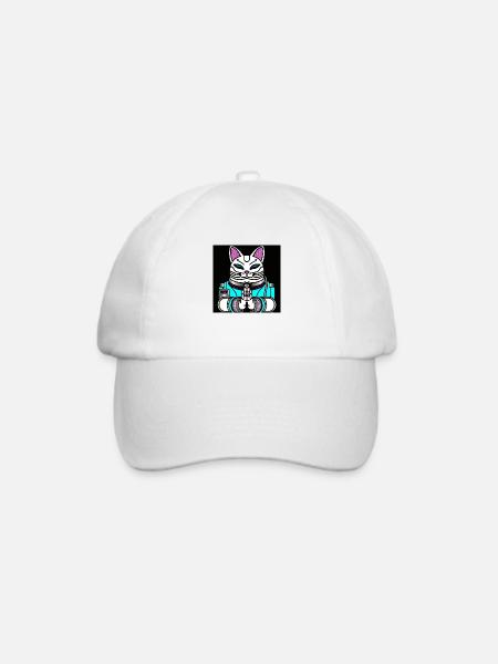 Cyborg Maneki Neko Cat - Baseballkappe - Weiß/Weiß
