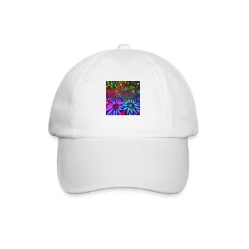 Psychedelische Blumen - Baseballkappe - Weiß/Weiß - Vorne