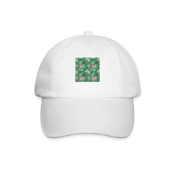 Grünes Blumenmuster - Baseballkappe - Weiß/Weiß - Vorne