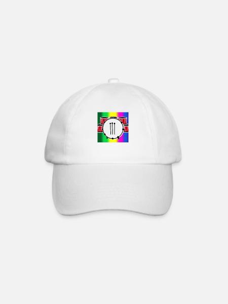 Schlagzeug vor Regenbogen - Baseballkappe - Weiß/Weiß