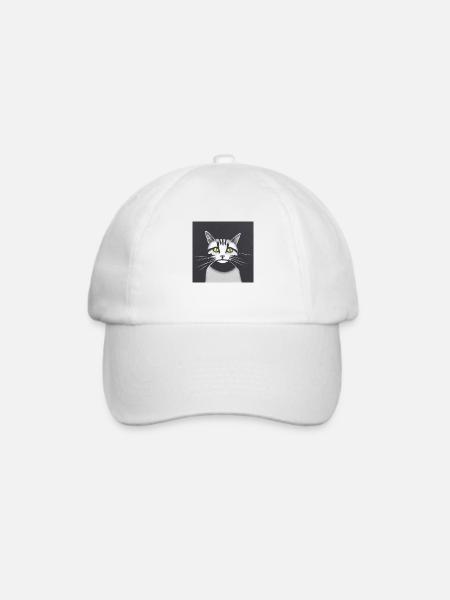 Katze - Baseballkappe - Weiß/Weiß