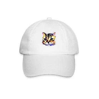 Katzengesicht 4 - Baseballkappe - Weiß/Weiß - Vorne