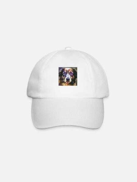Australian Shepherd Hunderasse Hundeportrait - Baseballkappe - Weiß/Weiß