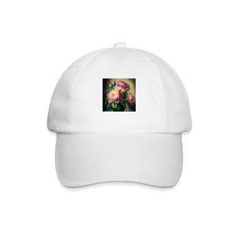 Floral Design 12 - Baseballkappe - Weiß/Weiß - Vorne